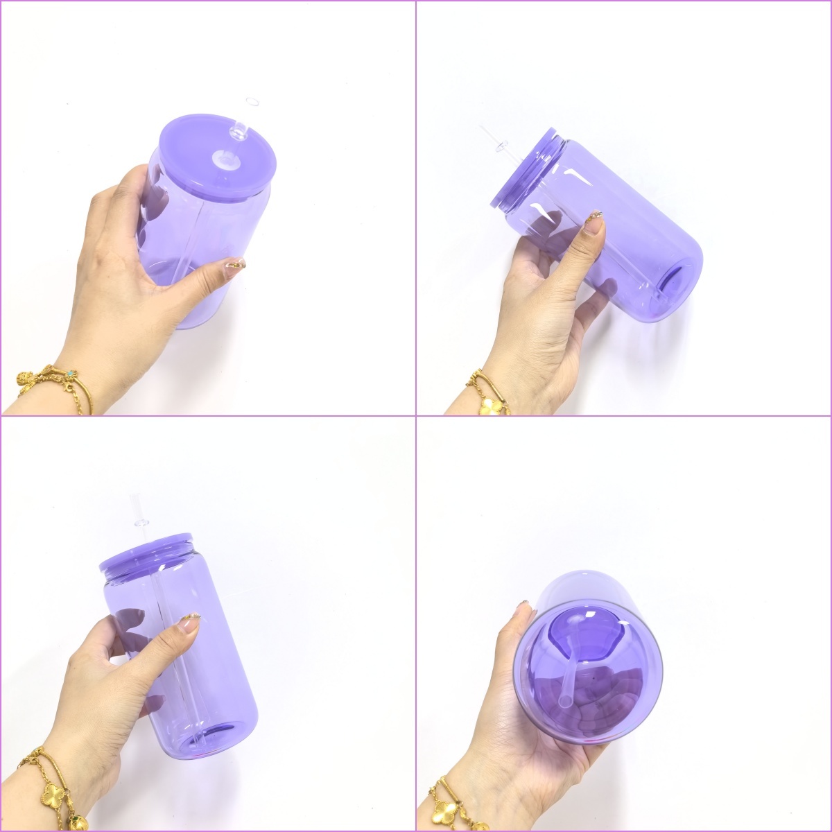 16oz jelly Colored Sublimation Glass Can | Mixed 5 Colors | | Plastic Lids |