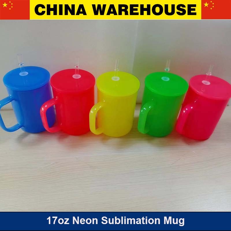 RAFEE 25pcs 17oz Neon Sublimation Mug with Handle