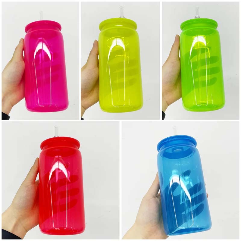 RAFEE 50pcs 16oz neon colors plastic cans for vinyl and uv dtf wraps