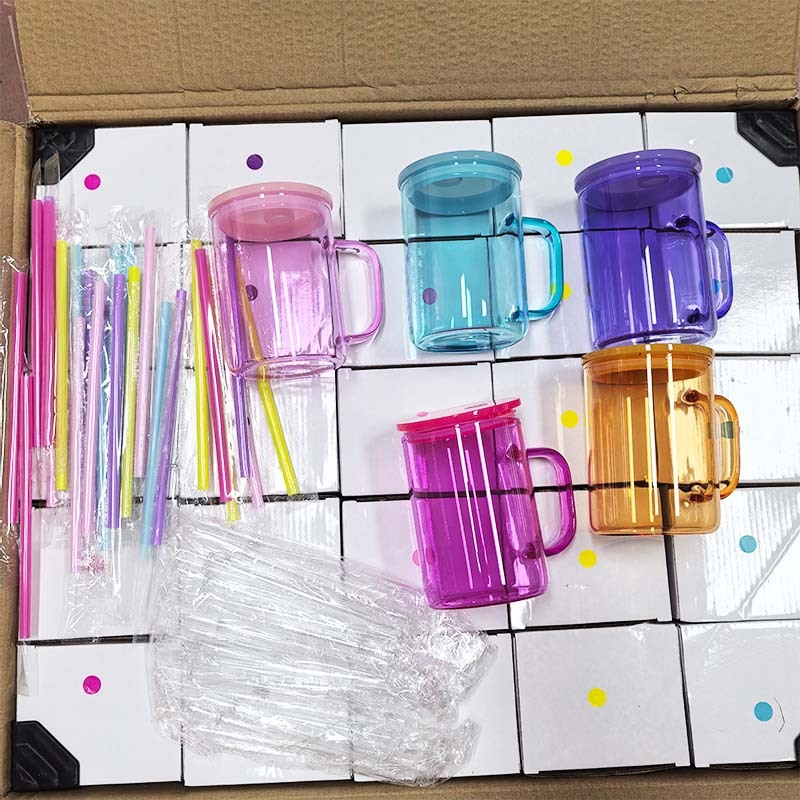 25PCS 17oz Colored Sublimation Blanks Glass Mug |  Mixed Colors |