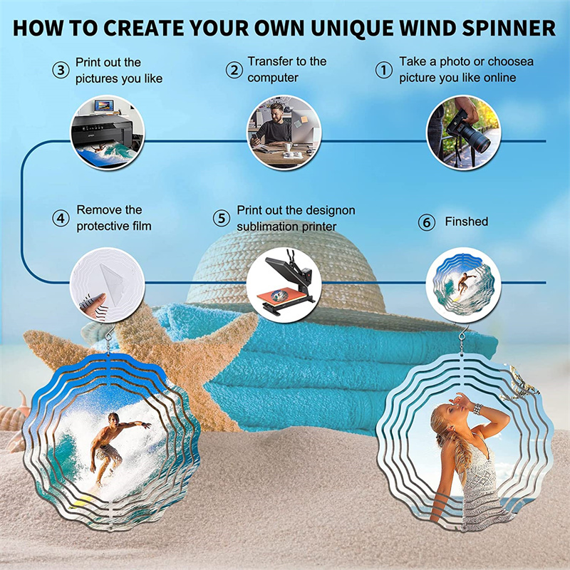 8 inch Aluminum Round 3D Sublimation Wind Spinner Double Sided - RafeeSub