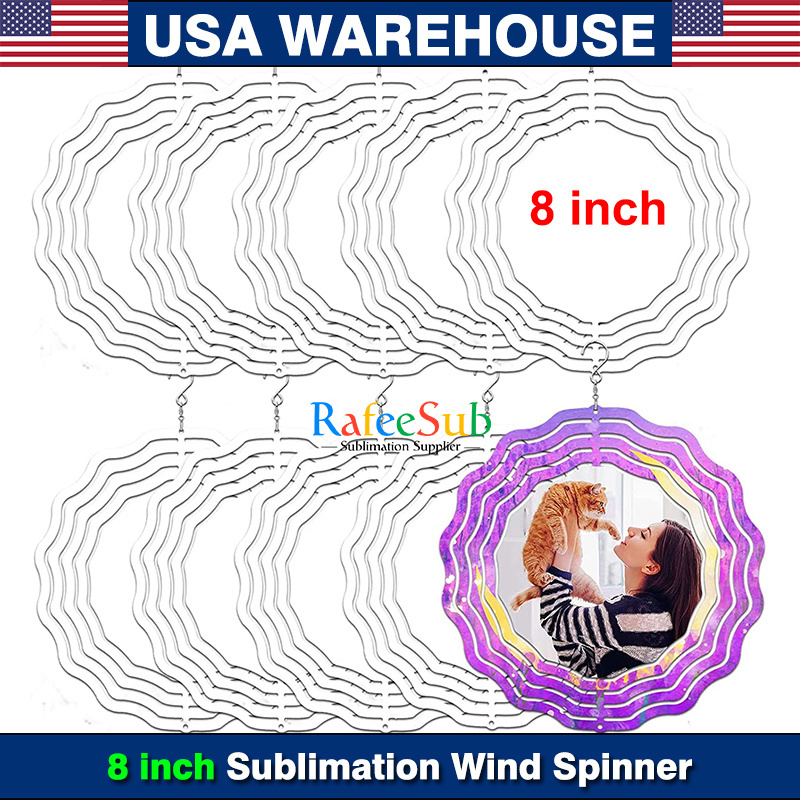 25PCS 8 inch Double Sided Sublimation Blanks Aluminum Round 3D Sublimation Wind Spinner - RafeeSub
