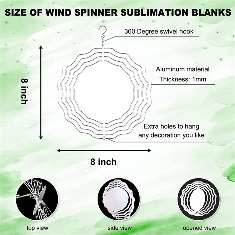 8 inch Aluminum Round 3D Sublimation Wind Spinner Double Sided - RafeeSub