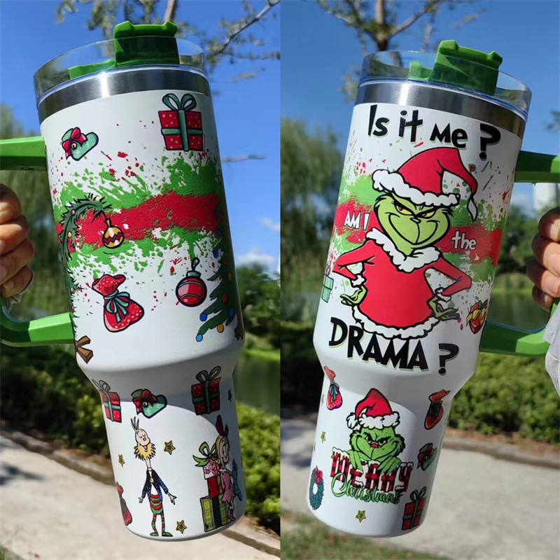 40oz Christmas 3D printing Power coated Tumbler