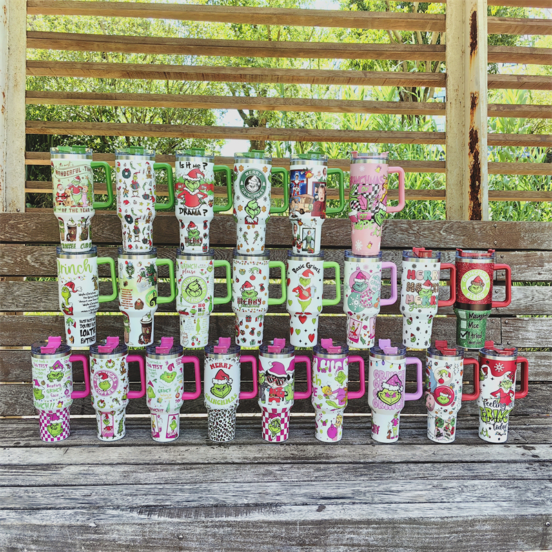 40oz Christmas 3D printing Power coated Tumbler