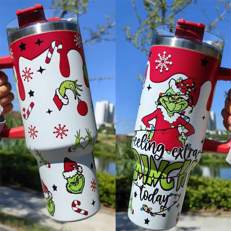 40oz Christmas 3D printing Power coated Tumbler