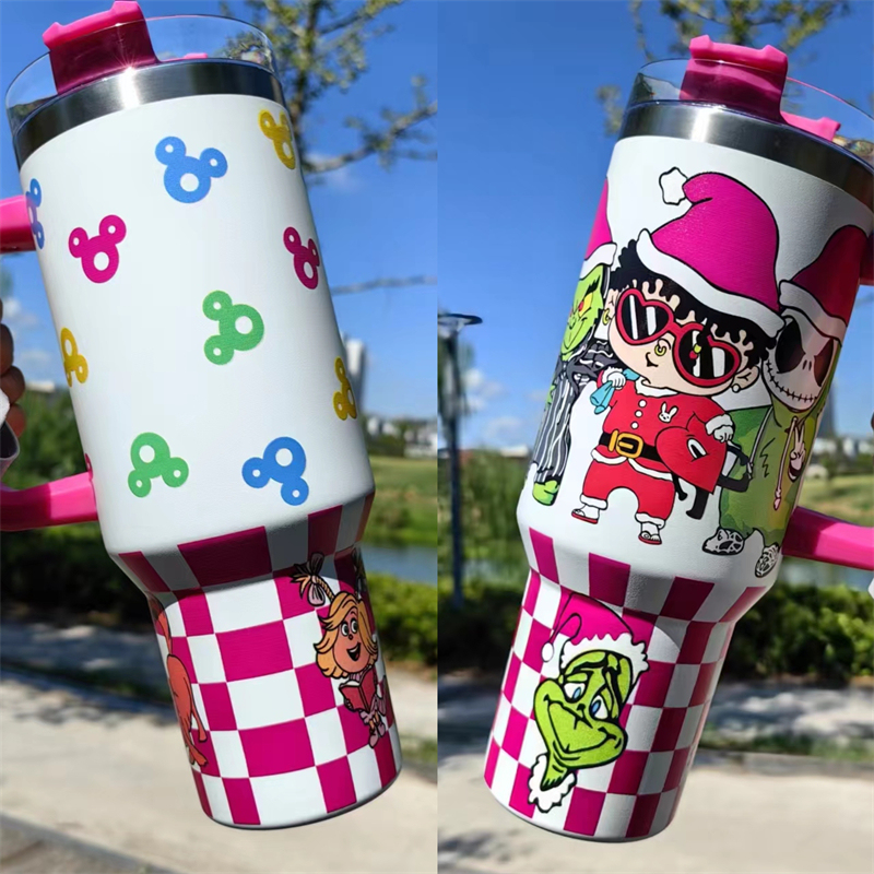 40oz Christmas 3D printing Power coated Tumbler