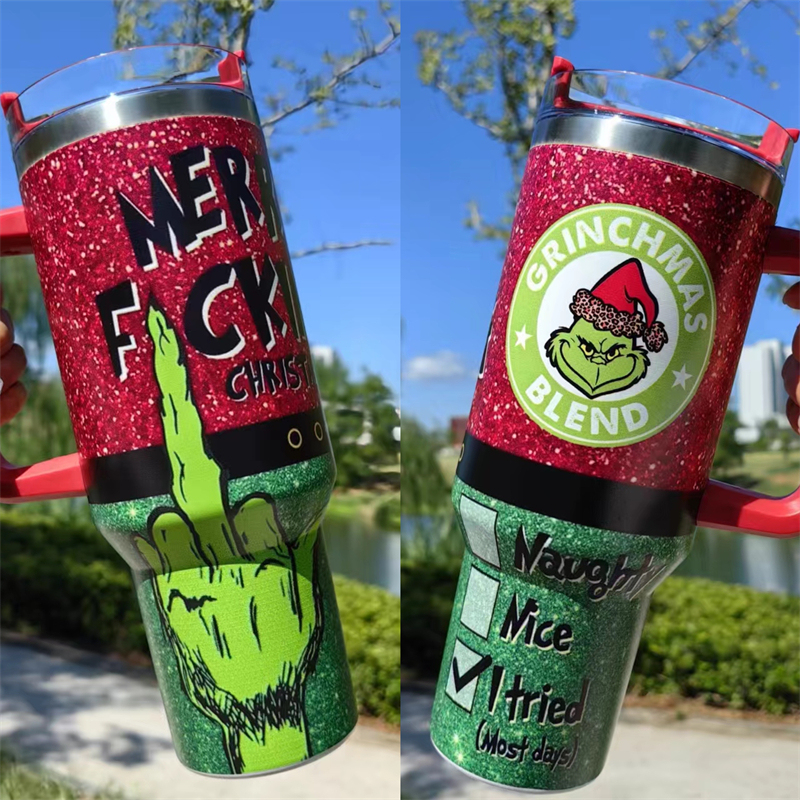 40oz Christmas 3D printing Power coated Tumbler