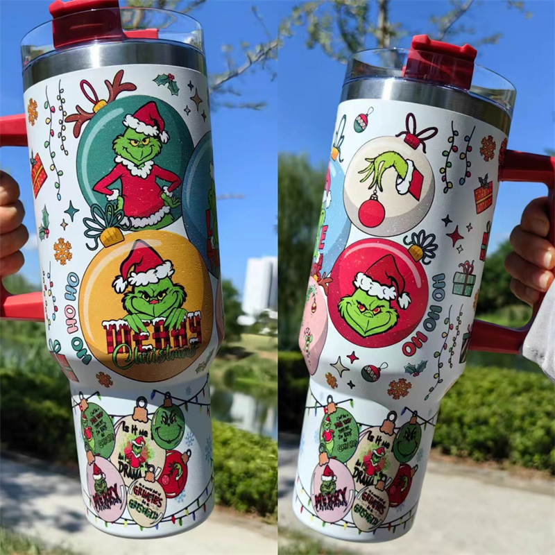 40oz Christmas 3D printing Power coated Tumbler