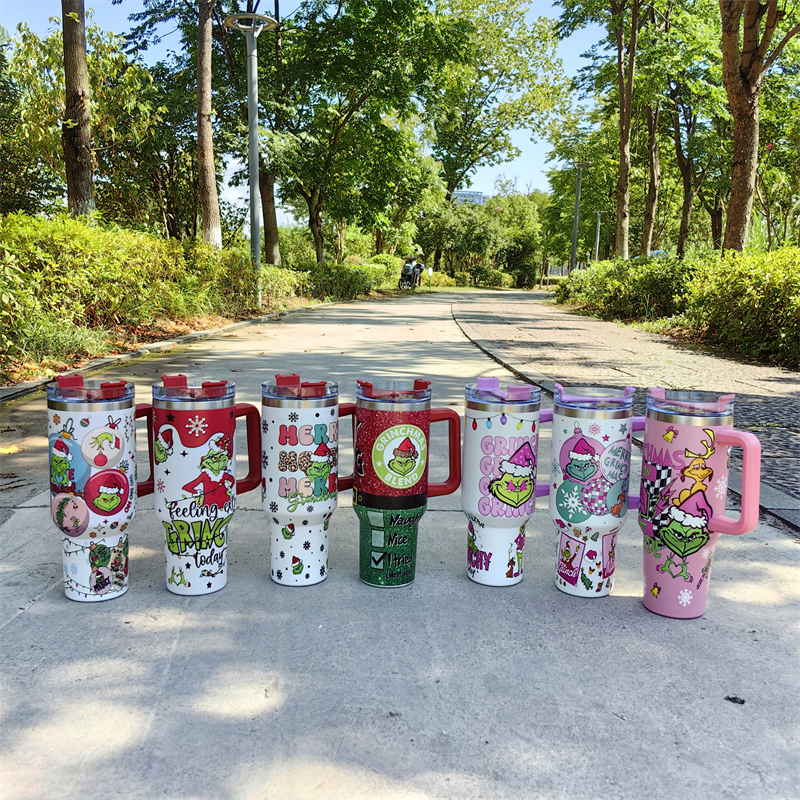 40oz Christmas 3D printing Power coated Tumbler