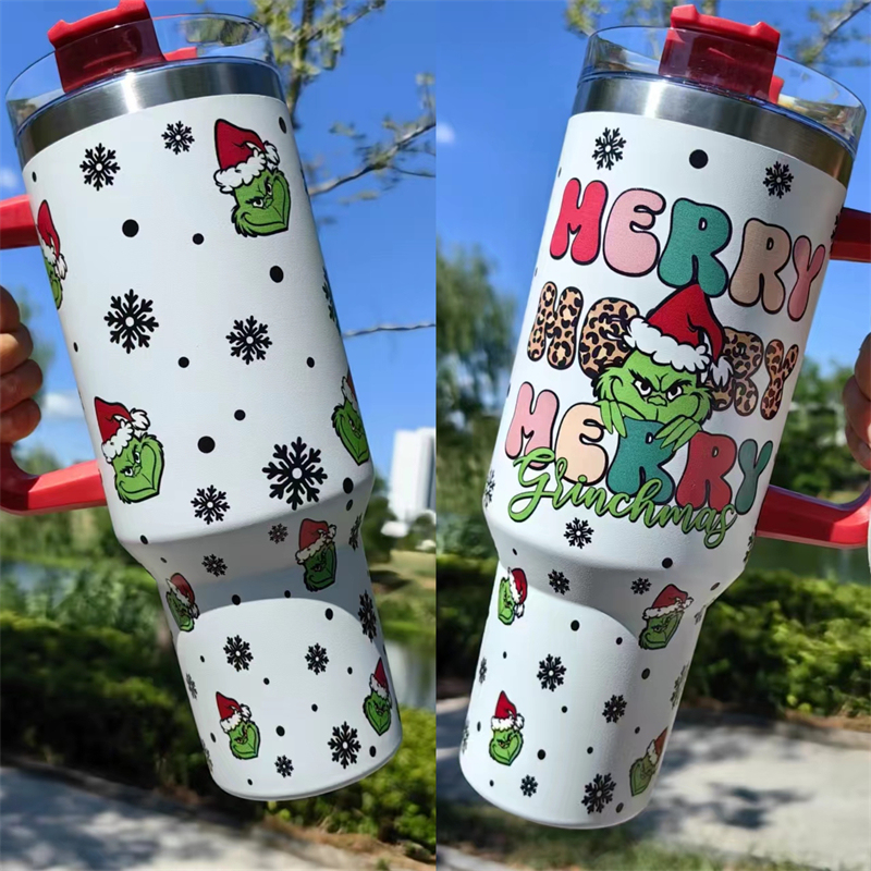 40oz Christmas 3D printing Power coated Tumbler