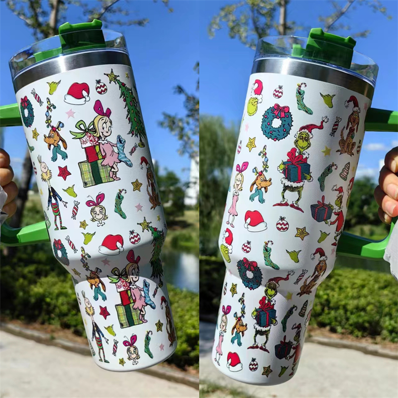 40oz Christmas 3D printing Power coated Tumbler