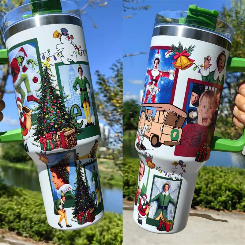40oz Christmas 3D printing Power coated Tumbler