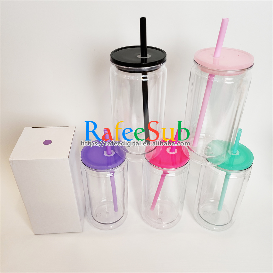 Pre-Sale 50 PCS 16oz Pre-drilled Hole Double Wall Plastic Snow Globe Tumbler with Plastic Lid and Straw
