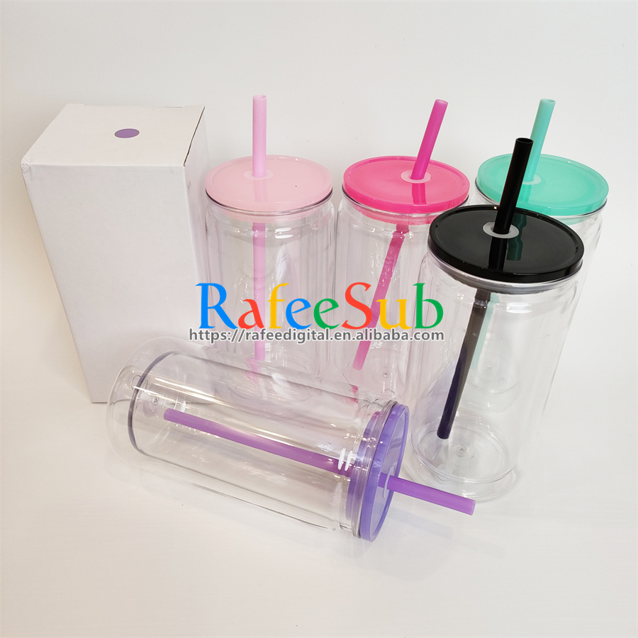 Pre-Sale 50 PCS 16oz Pre-drilled Hole Double Wall Plastic Snow Globe Tumbler with Plastic Lid and Straw