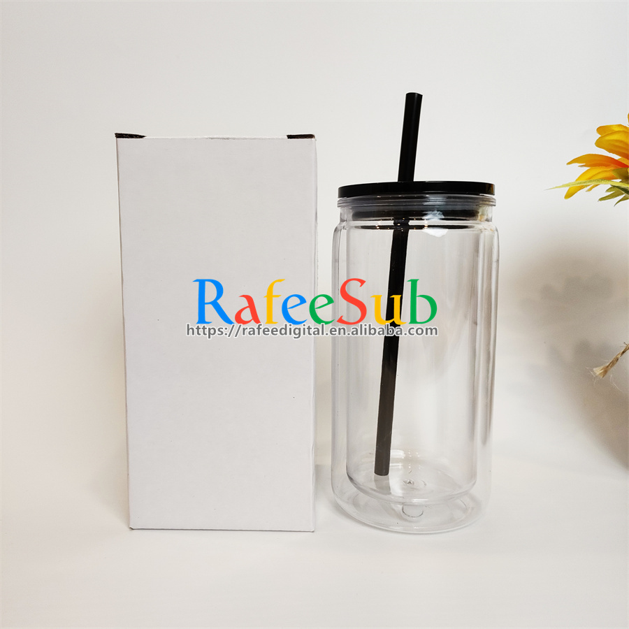Pre-Sale 50 PCS 16oz Pre-drilled Hole Double Wall Plastic Snow Globe Tumbler with Plastic Lid and Straw