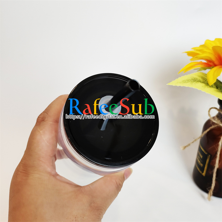 Pre-Sale 50 PCS 16oz Pre-drilled Hole Double Wall Plastic Snow Globe Tumbler with Plastic Lid and Straw