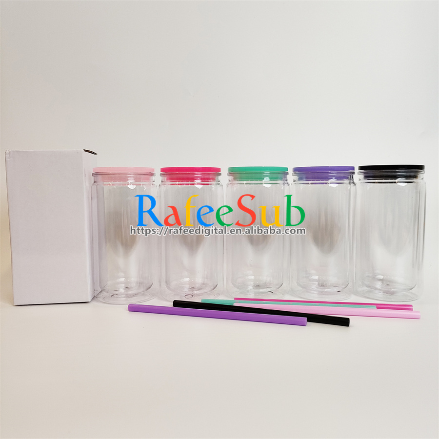 Pre-Sale 50 PCS 16oz Pre-drilled Hole Double Wall Plastic Snow Globe Tumbler with Plastic Lid and Straw