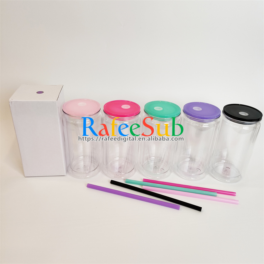 Pre-Sale 50 PCS 16oz Pre-drilled Hole Double Wall Plastic Snow Globe Tumbler with Plastic Lid and Straw