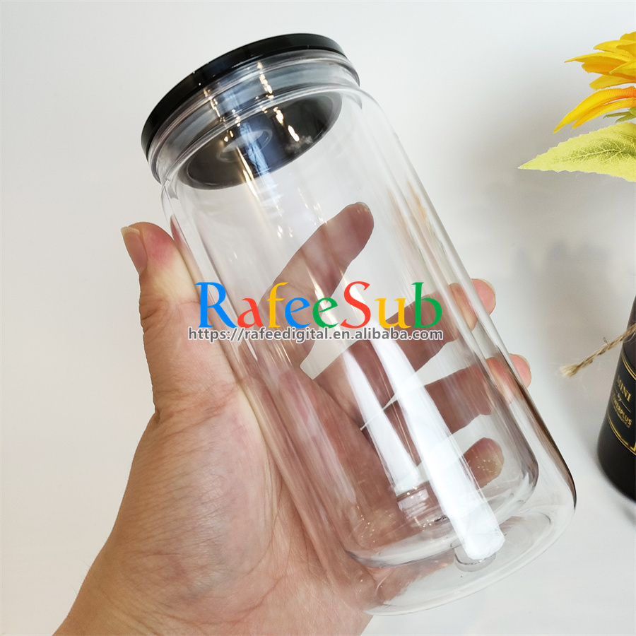 Pre-Sale 50 PCS 16oz Pre-drilled Hole Double Wall Plastic Snow Globe Tumbler with Plastic Lid and Straw