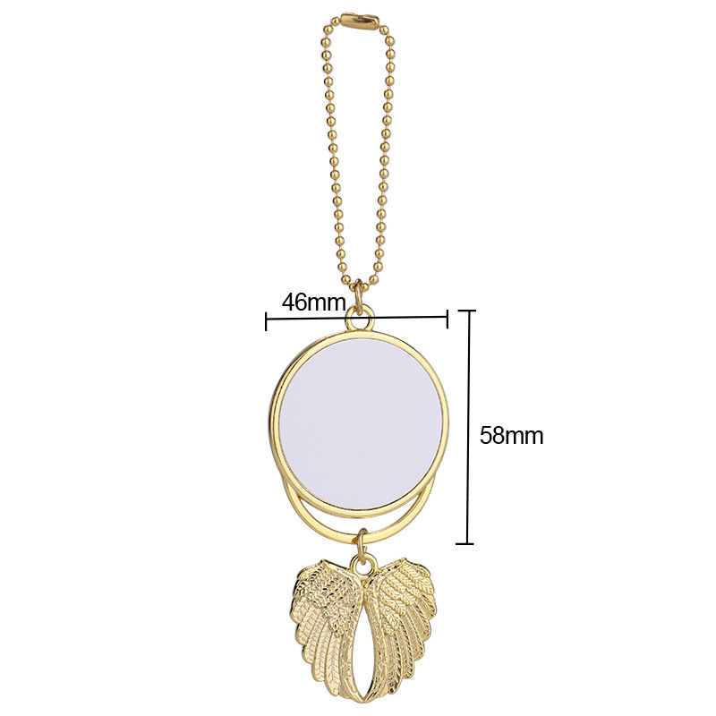 Sublimation Blank Metal Angel Wings Heart Christmas Ornaments