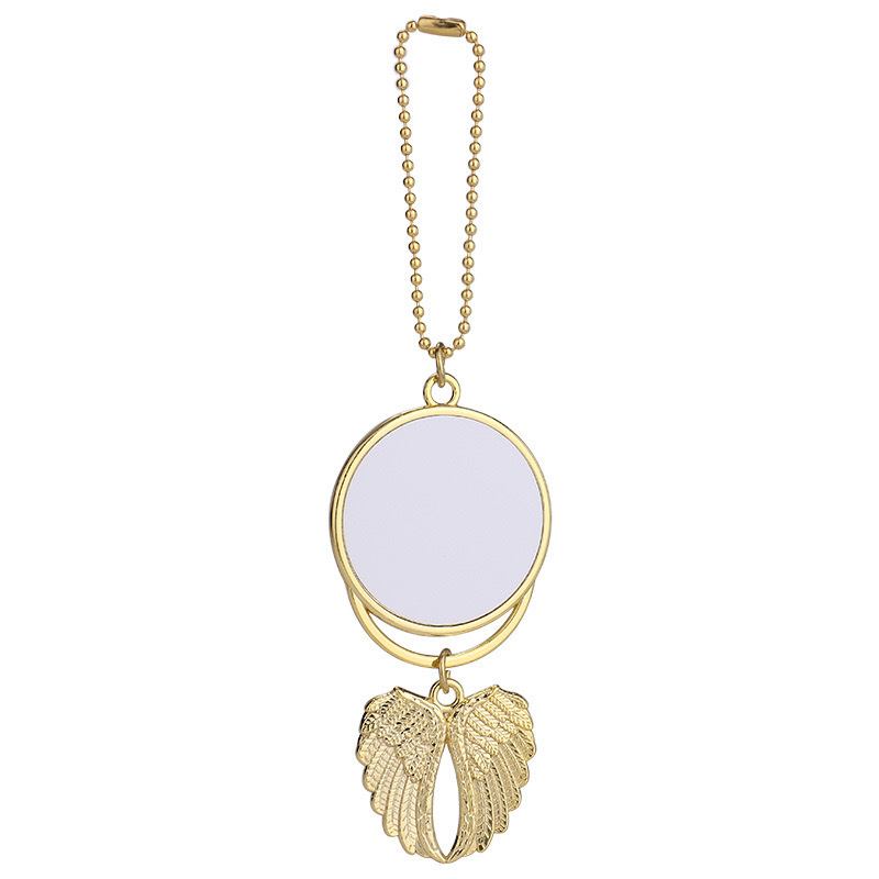 Sublimation Blank Metal Angel Wings Heart Christmas Ornaments