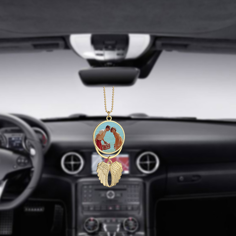 Sublimation Blank Metal Angel Wings Heart Christmas Ornaments
