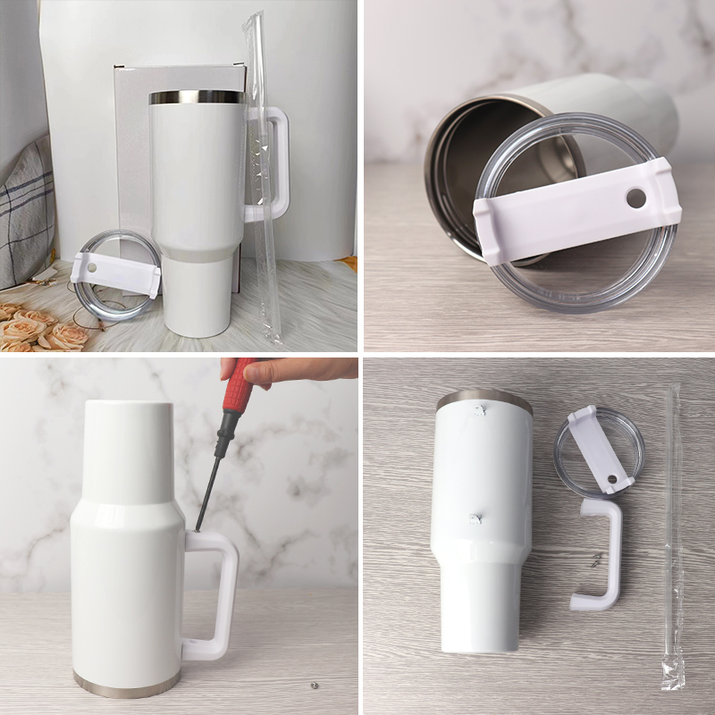 20PCS v1.0 40oz Sublimation Tumbler with Handle | Plastic Straw | - RafeeSub