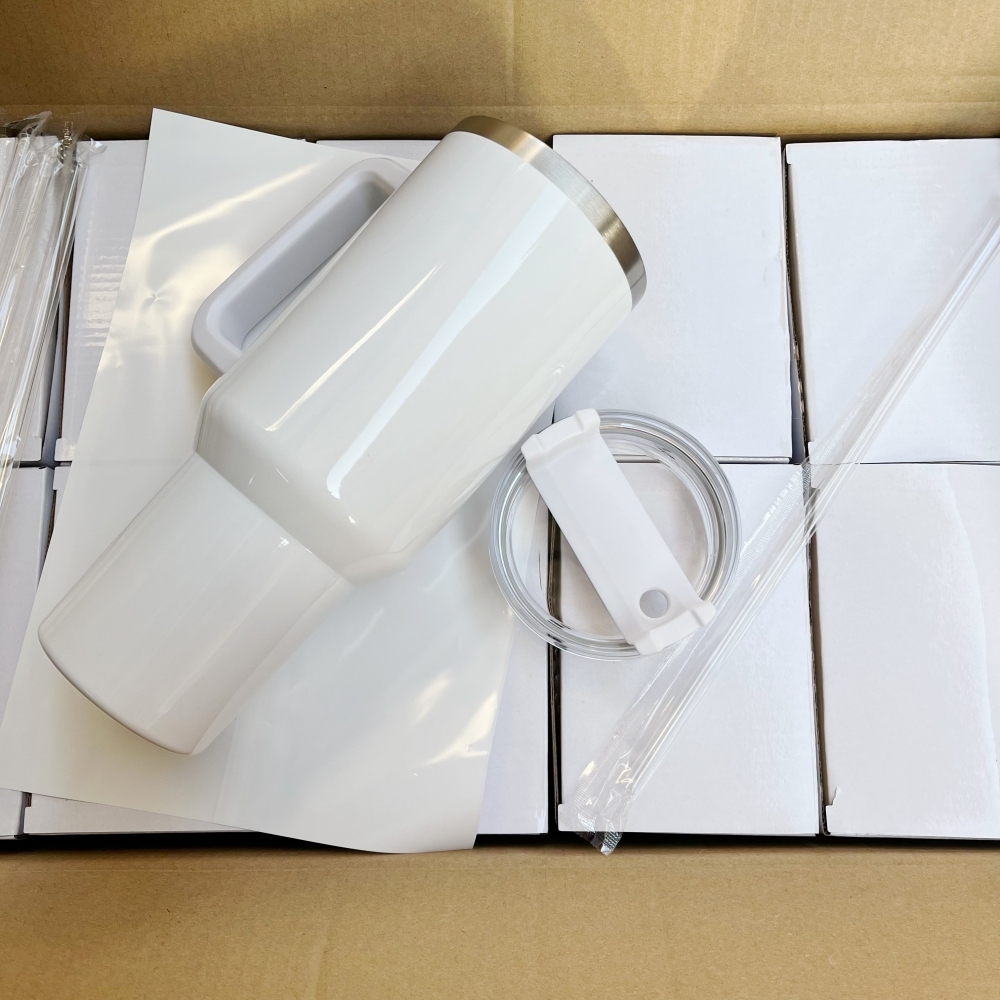 20PCS 40oz H1.0 Sublimation Tumbler with Handle | Plastic Straw | - RafeeSub