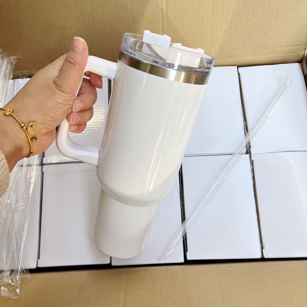 20PCS 40oz H1.0 Sublimation Tumbler with Handle | Plastic Straw | - RafeeSub