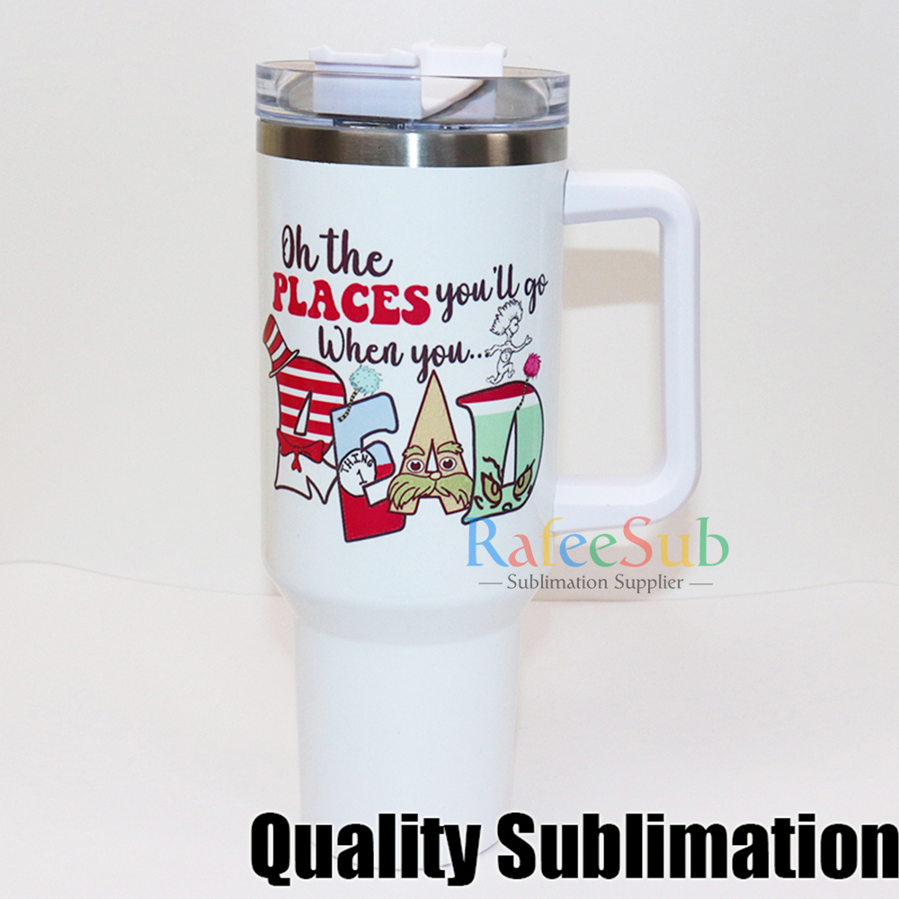 20PCS v1.0 40oz Sublimation Tumbler with Handle | Plastic Straw | - RafeeSub