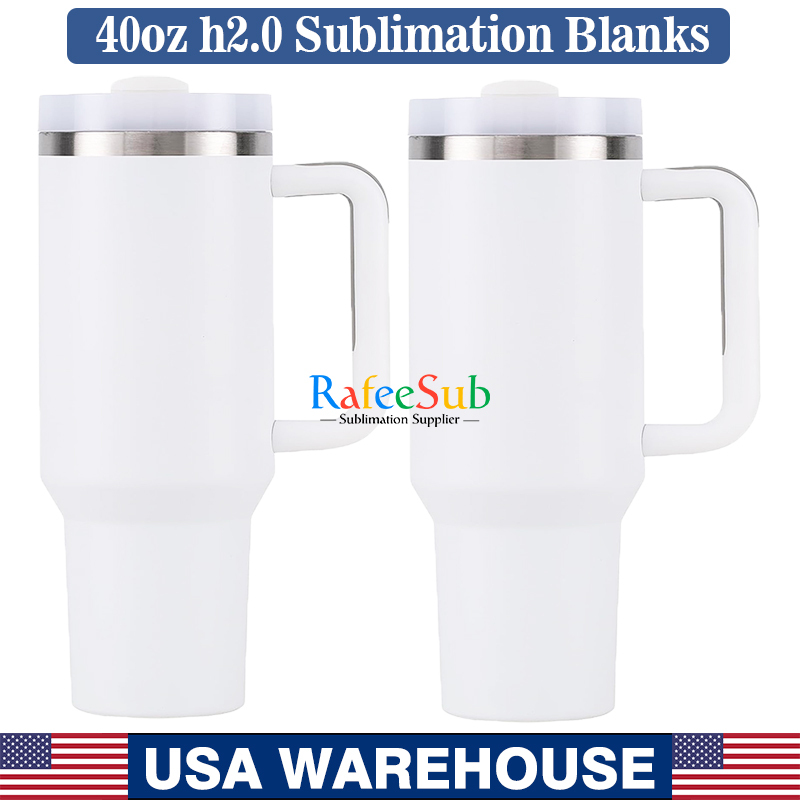 20PCS H2.0 40 oz 2nd Gen Sublimation Tumblers with Handle | Plastic Straw | - RafeeSub