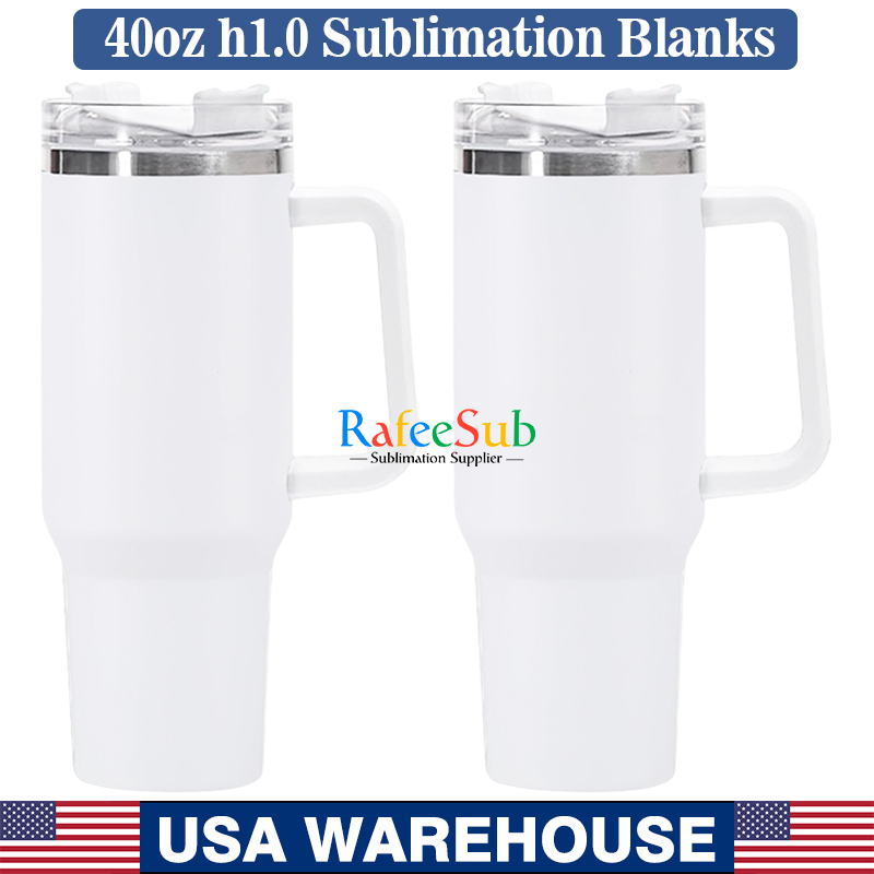20PCS 40oz H1.0 Sublimation Tumbler with Handle | Plastic Straw | - RafeeSub