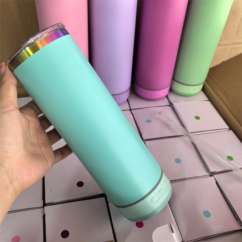 25PCS 20oz rainbow plated matte macaron speaker tumbler