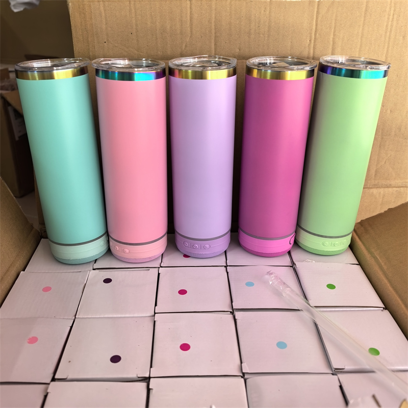 25PCS 20oz rainbow plated matte macaron speaker tumbler