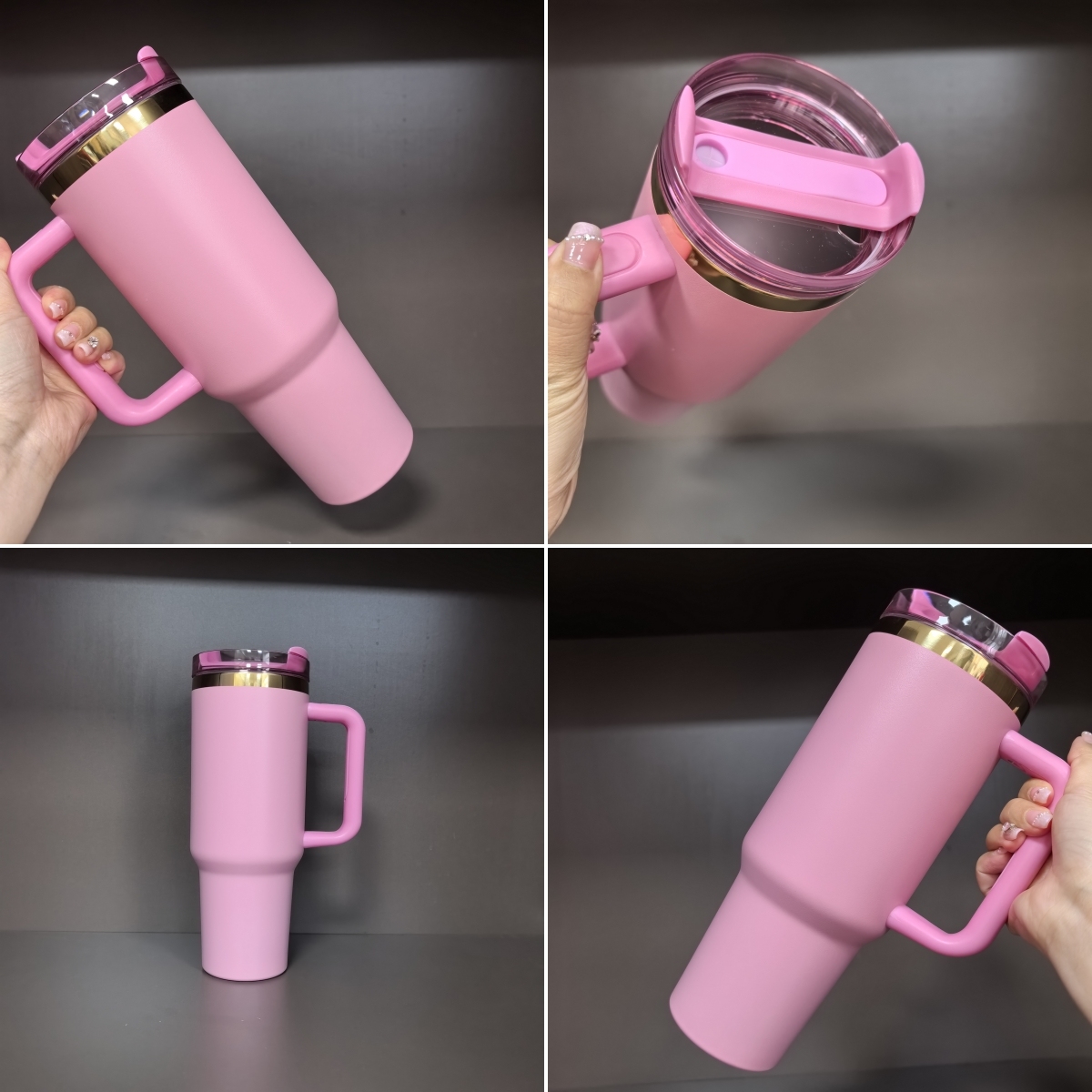 20pcs 40 oz Gold Plated Stainless Steel Tumbler with Handle For Laser Engraving (Mixed 5 Colors)