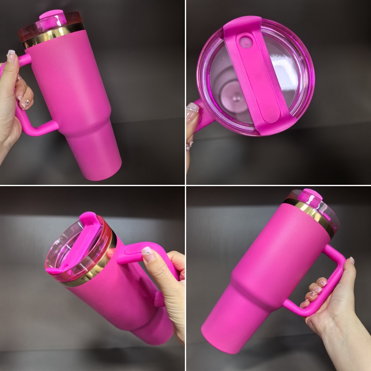 20pcs 40 oz Gold Plated Stainless Steel Tumbler with Handle For Laser Engraving (Mixed 5 Colors)