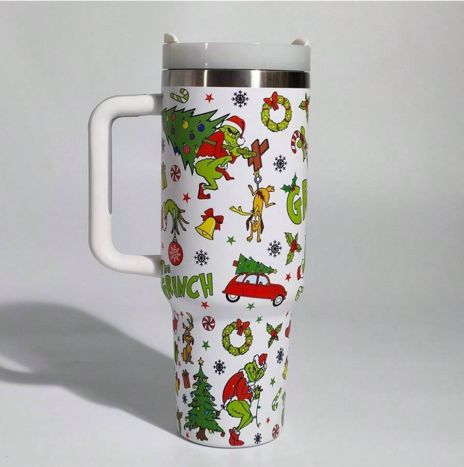 40oz H2.0 Christmas Pattern Characters Tree Tumbler with Handle - 1PCS