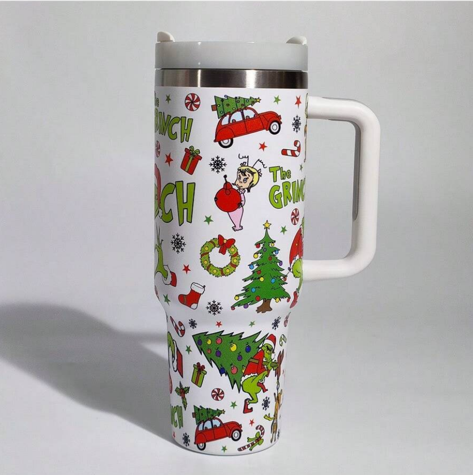 40oz H2.0 Christmas Pattern Characters Tree Tumbler with Handle - 1PCS
