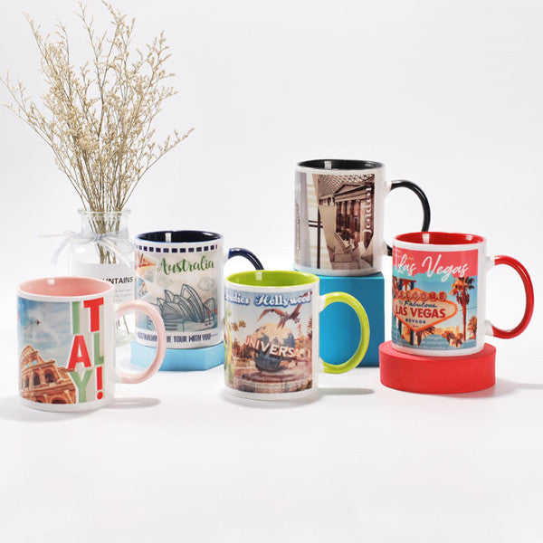 11/15oz Sublimation Blank Customized Ceramic Coffee Mug W/Solid Colors Inside and Handle