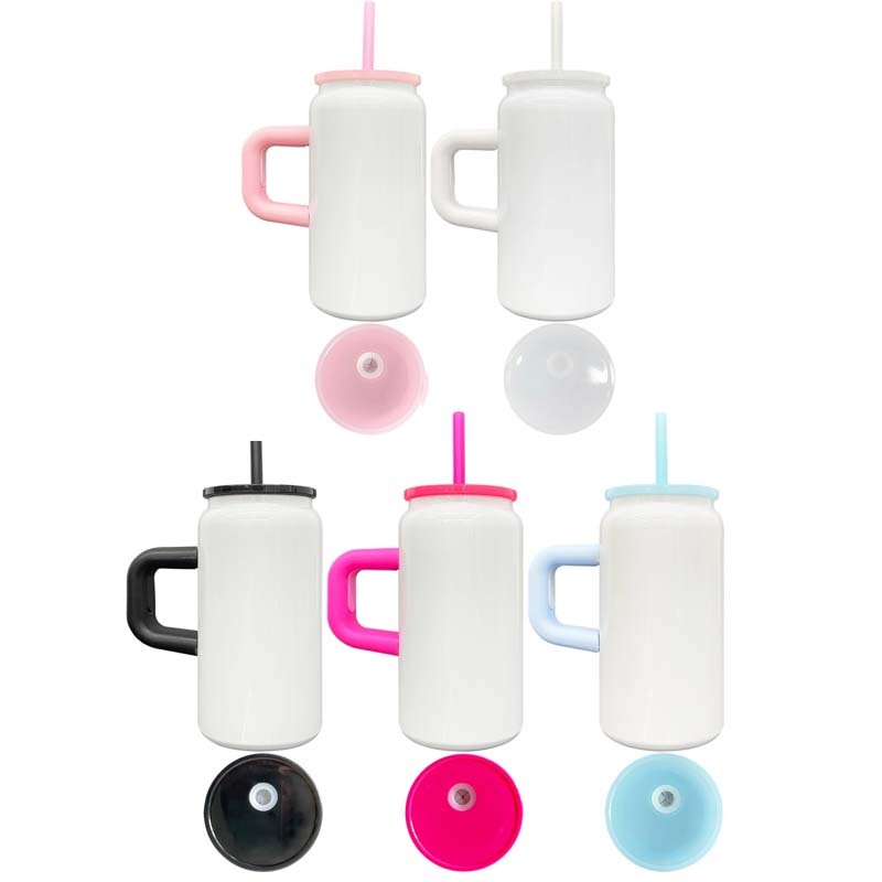 16oz Sublimation Blank Glossy White Color Stainless Steel Can with Handle