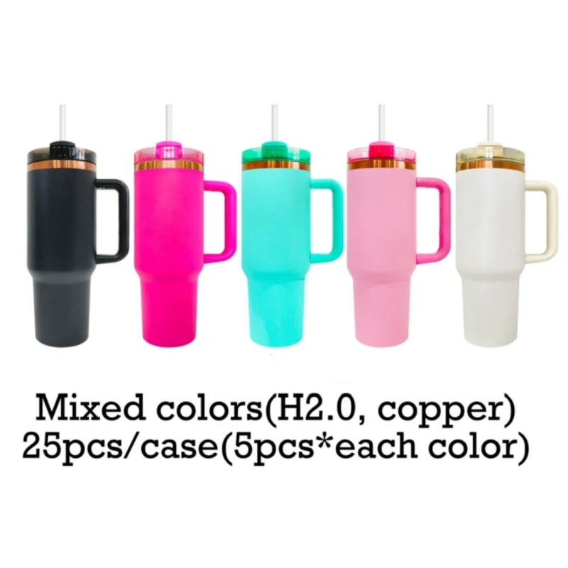 40oz Copper Plating Quencher Tumblers with Handle For Laser Engraving-25PCS