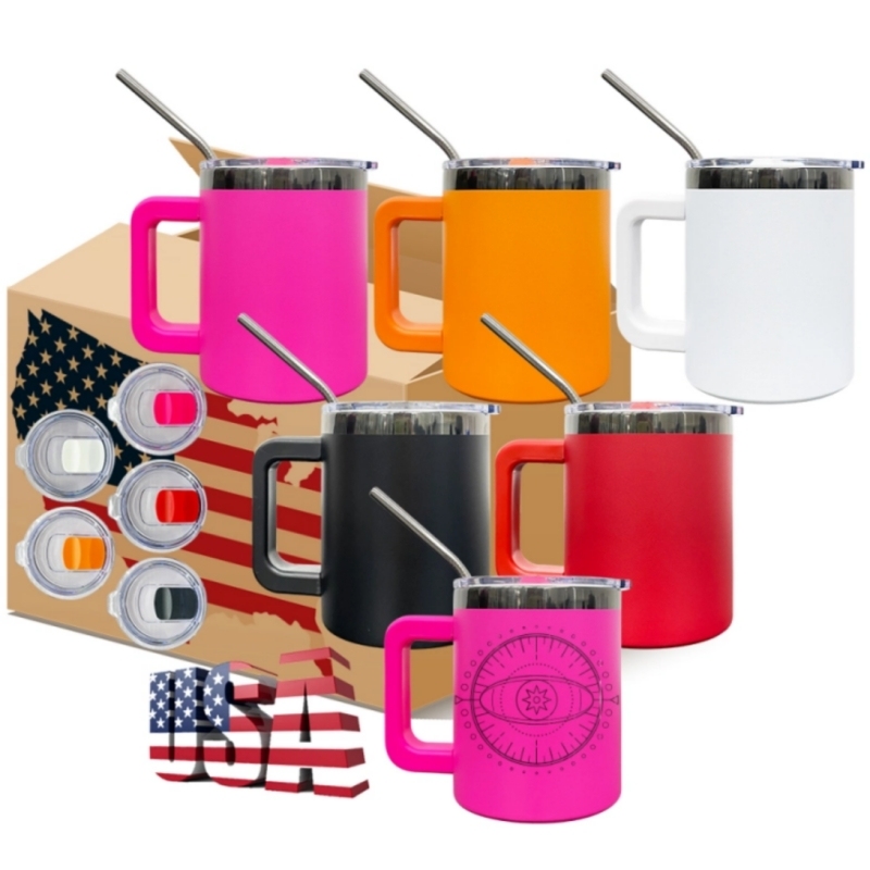 10oz Black Plated Lowball Metal Tumblers for Laser Engraving Stainless Steel Straw-25pcs