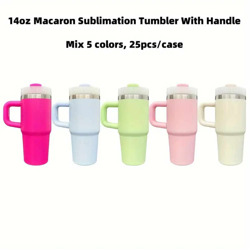 14oz Kids Baby Macaron Color Tumblers with Handle for Sublimation-25pcs