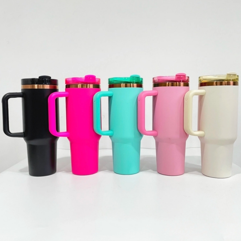 40oz Copper Plating Quencher Tumblers with Handle For Laser Engraving-25PCS