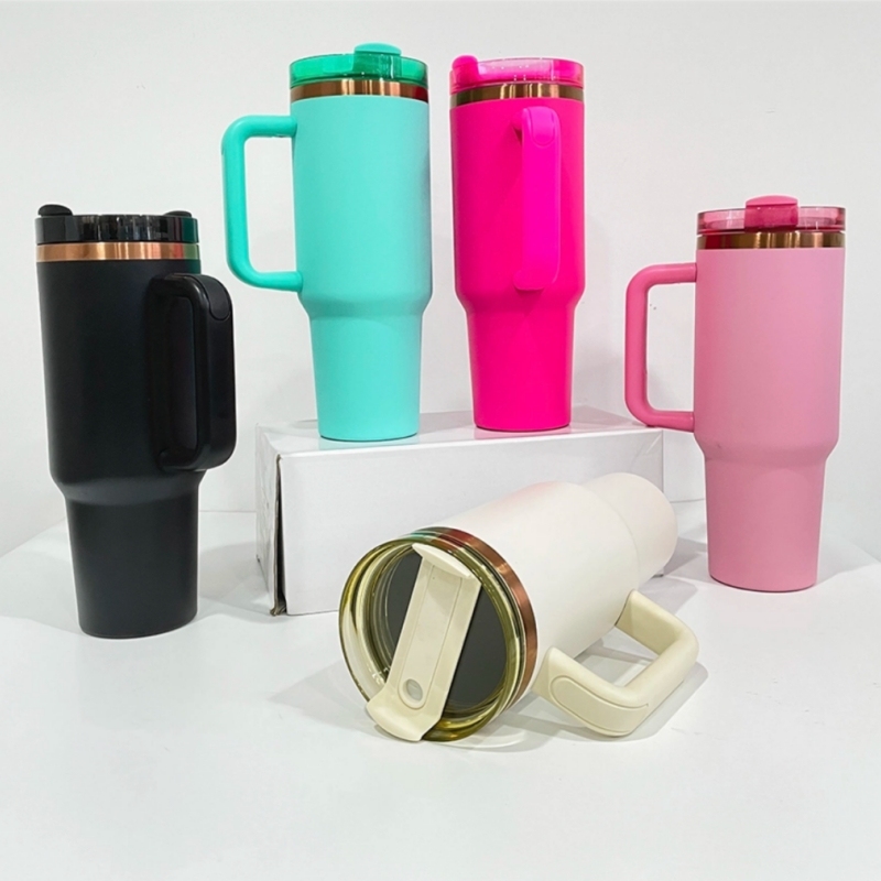 40oz Copper Plating Quencher Tumblers with Handle For Laser Engraving-25PCS