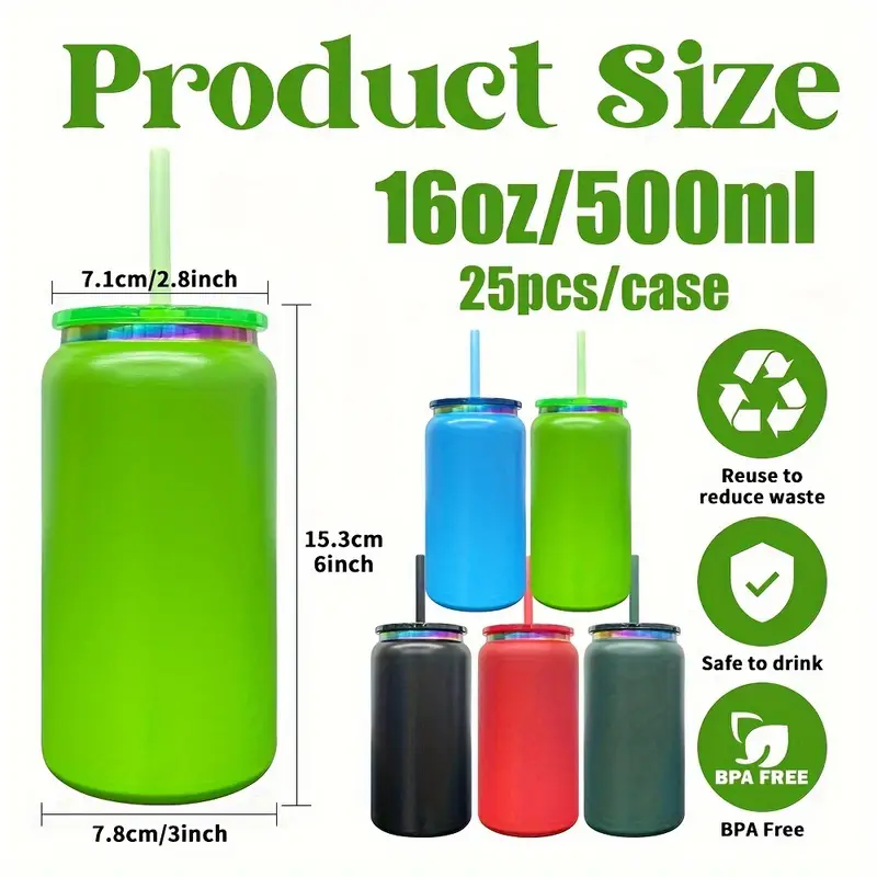 16oz Rainbow Plated Vacuum Insulated Stainless Steel Can for Laser Engraving-25pcs