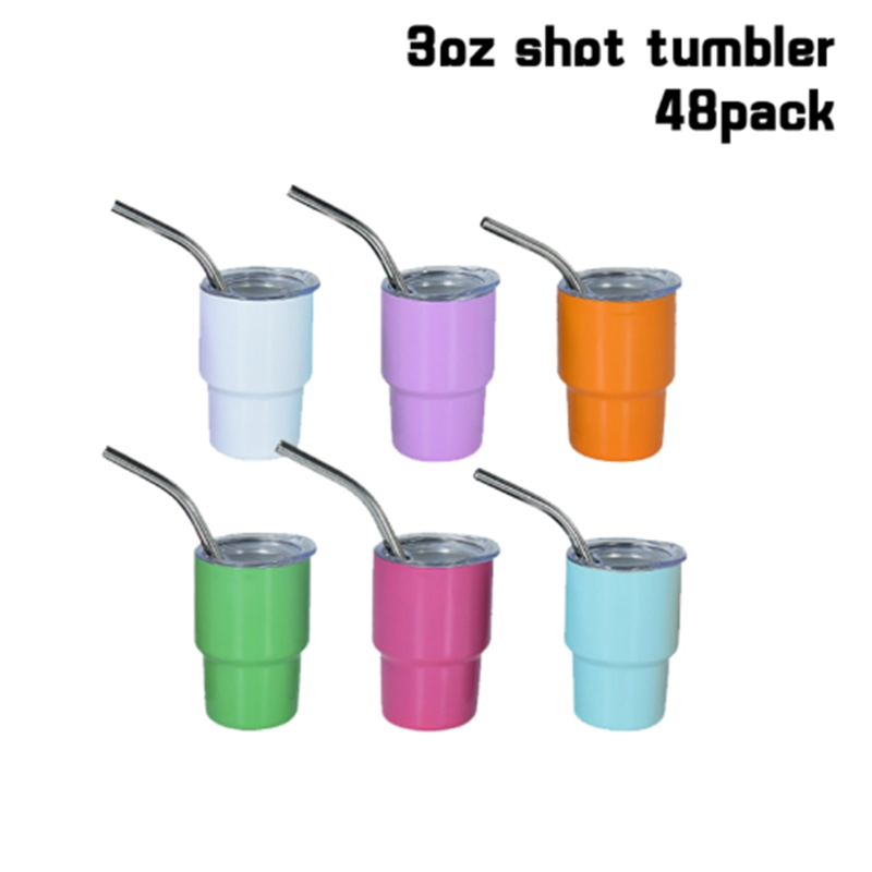 48pcsPCS 3oz Sublimation Blanks Metal Mini Tumbler Shot Glass mix 6 colors