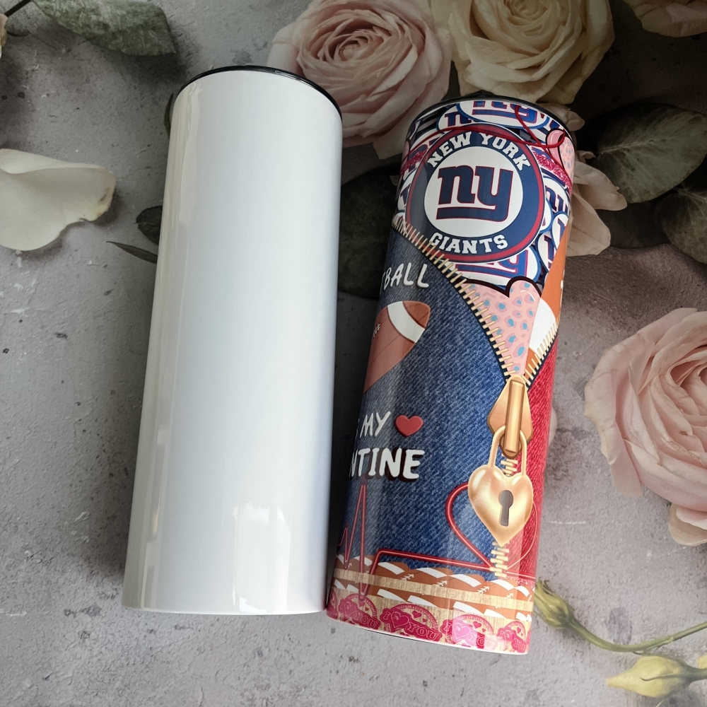 New Upgrade Straight Flat Edge 20 oz Sublimation Tumbler | Plastic Straw |Rubber Bottom - RafeeSub