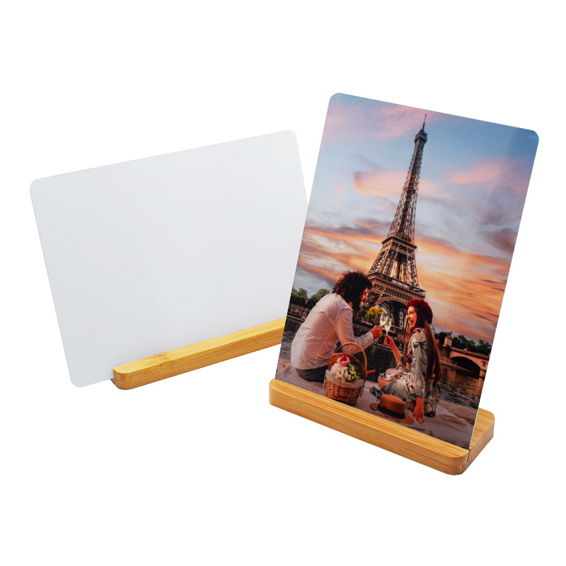 Sublimation Aluminium Photo Frame with Bamboo Base